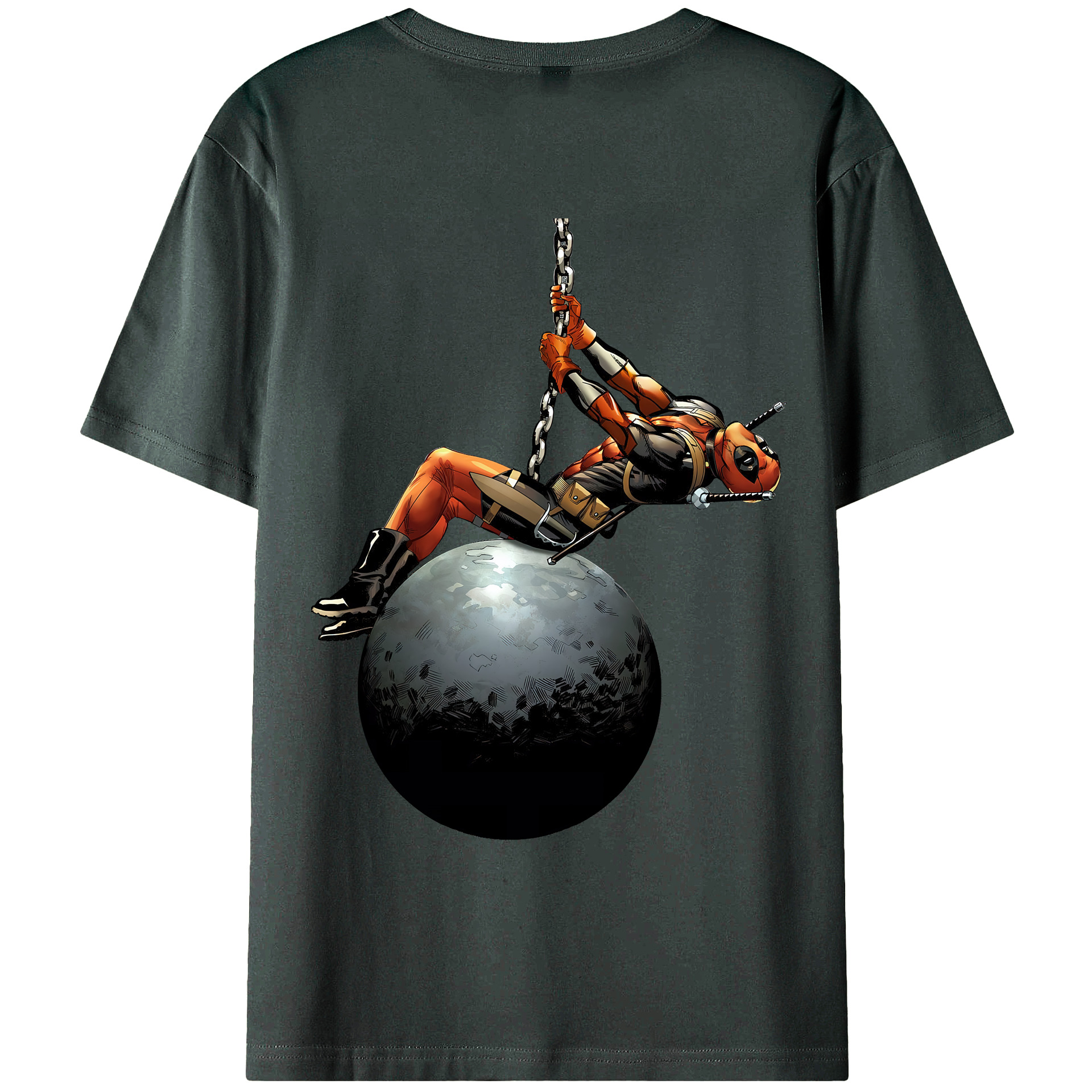 （画像用） Deadpool デッドプール 綿100％ メンズ半袖Tシャツ（バックプリント） 通気性